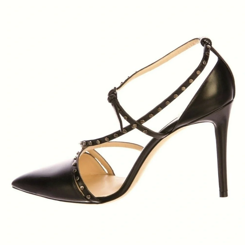 Jimmy Choo TIFF85 Studded Stiletto Sandals With Pointed Toes